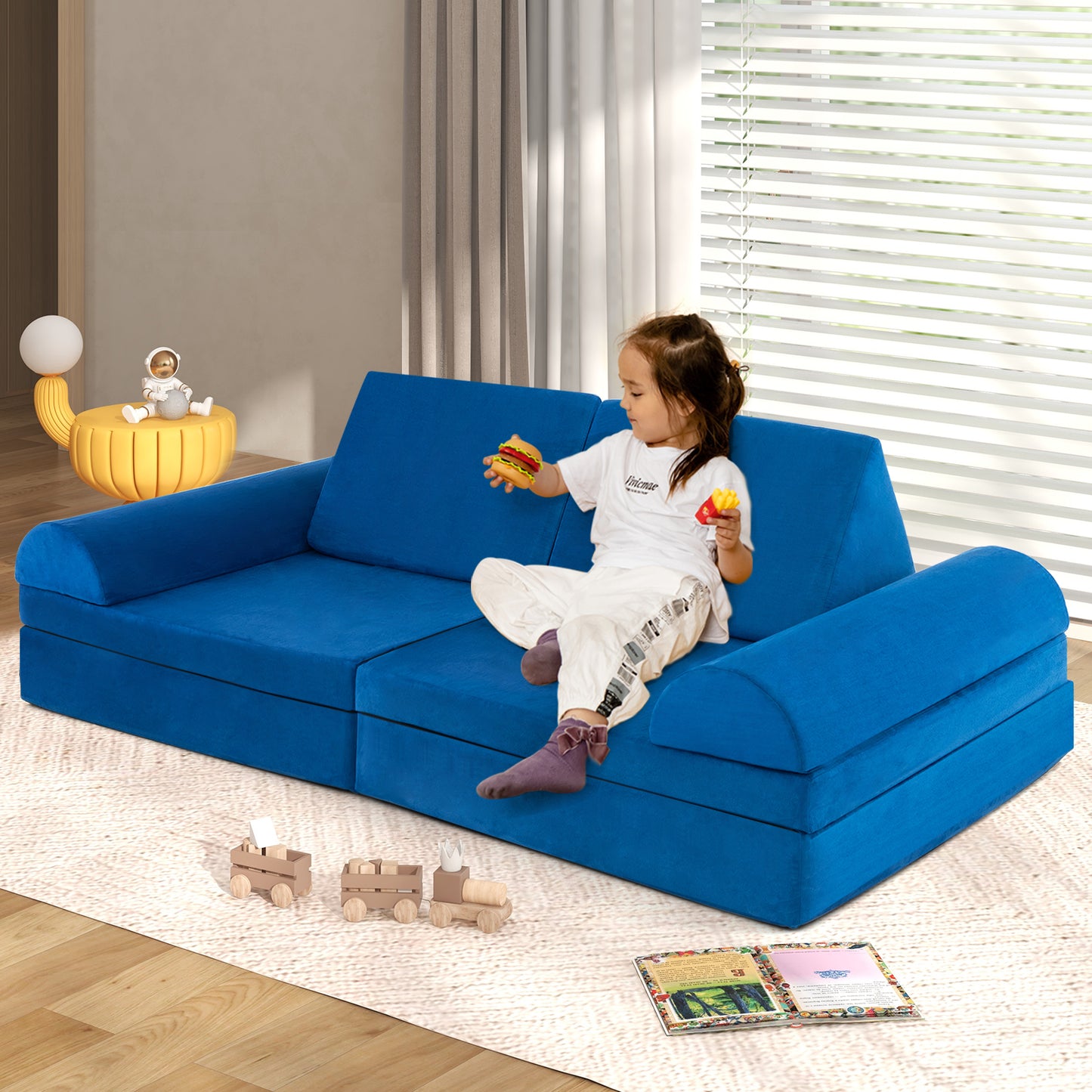 6-Piece Convertible Kids Sofa Playset with Zipper