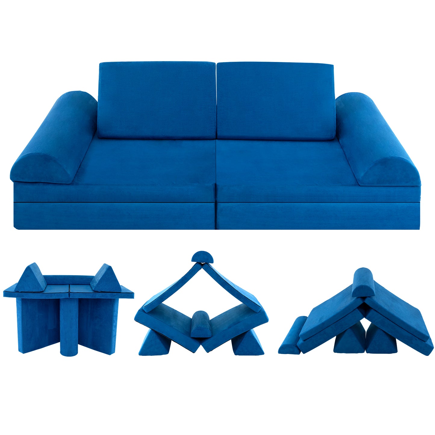 6-Piece Convertible Kids Sofa Playset with Zipper