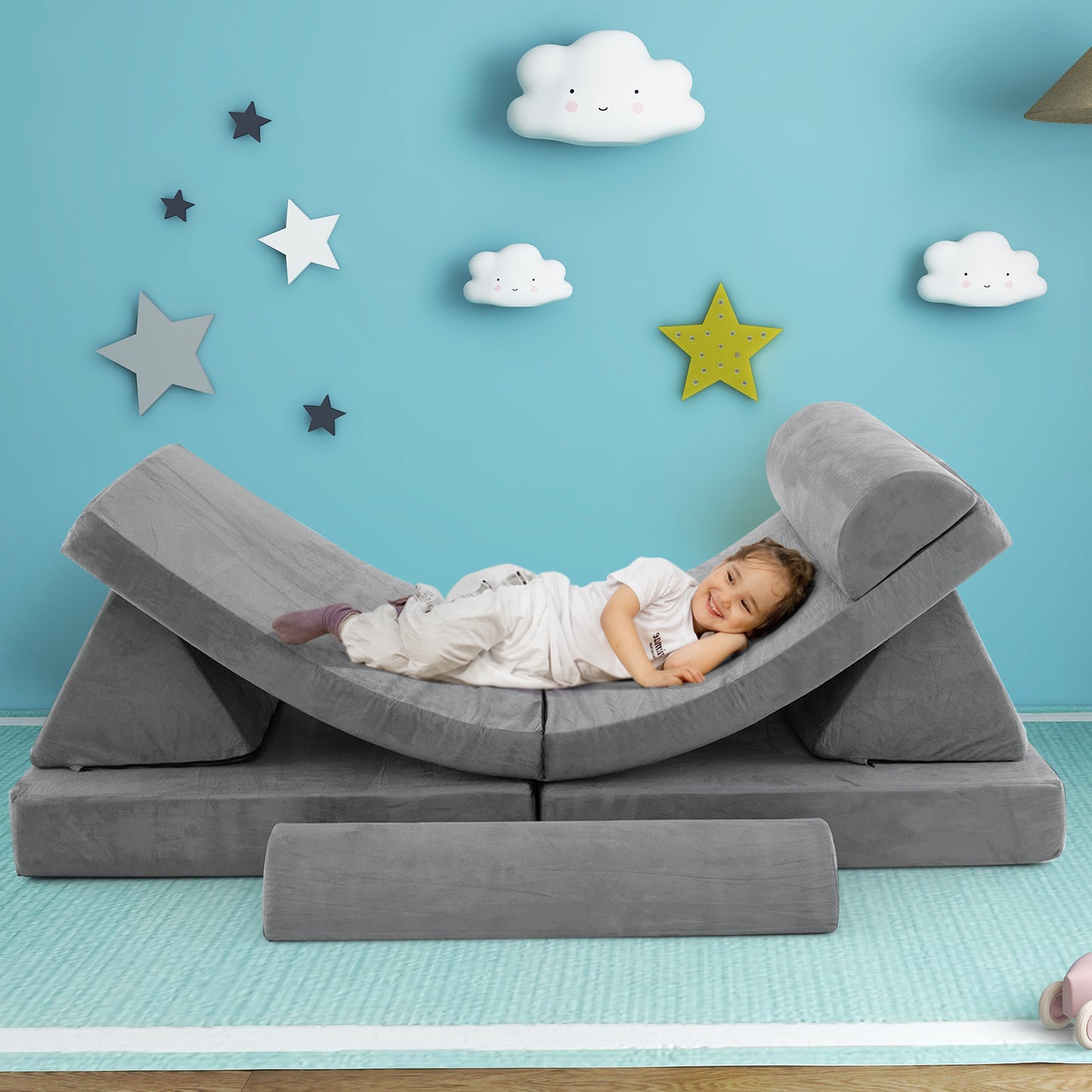 6-Piece Convertible Kids Sofa Playset with Zipper