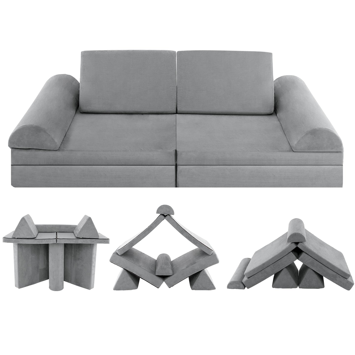 6-Piece Convertible Kids Sofa Playset with Zipper