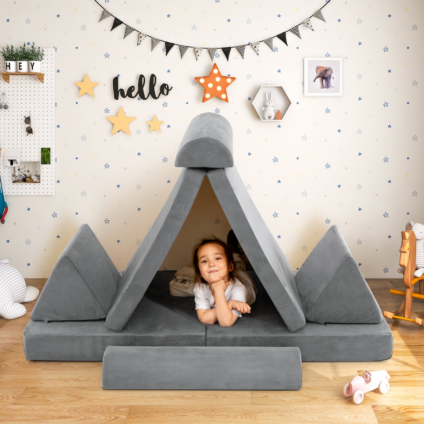 6-Piece Convertible Kids Sofa Playset with Zipper