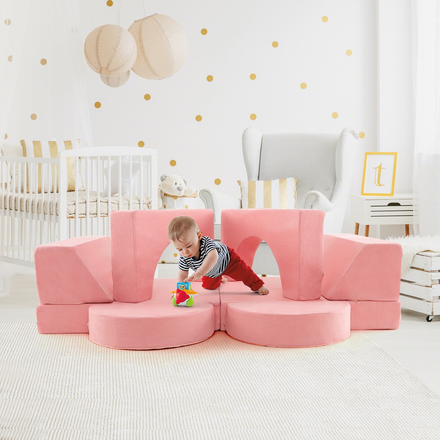 Kids Modular Play Sofa 8-Piece Set with Washable Cover