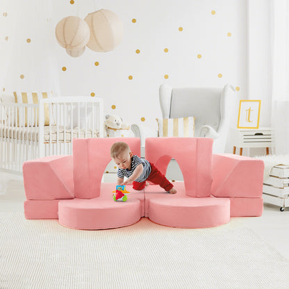 Kids Modular Play Sofa 8-Piece Set with Washable Cover