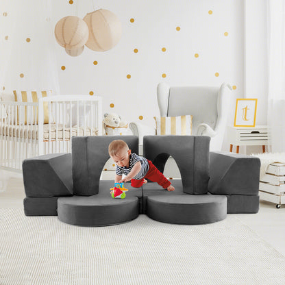 Kids Modular Play Sofa 8-Piece Set with Washable Cover