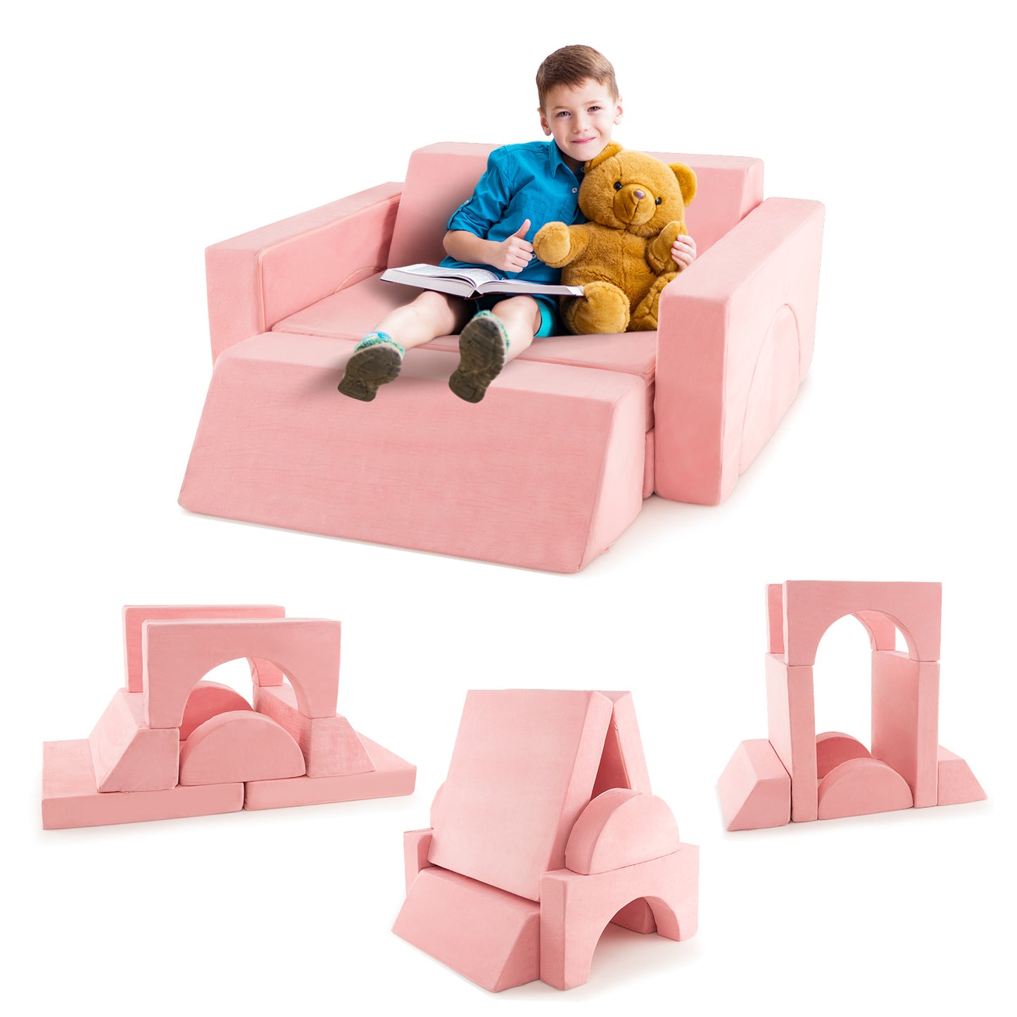 Kids Modular Play Sofa 8-Piece Set with Washable Cover