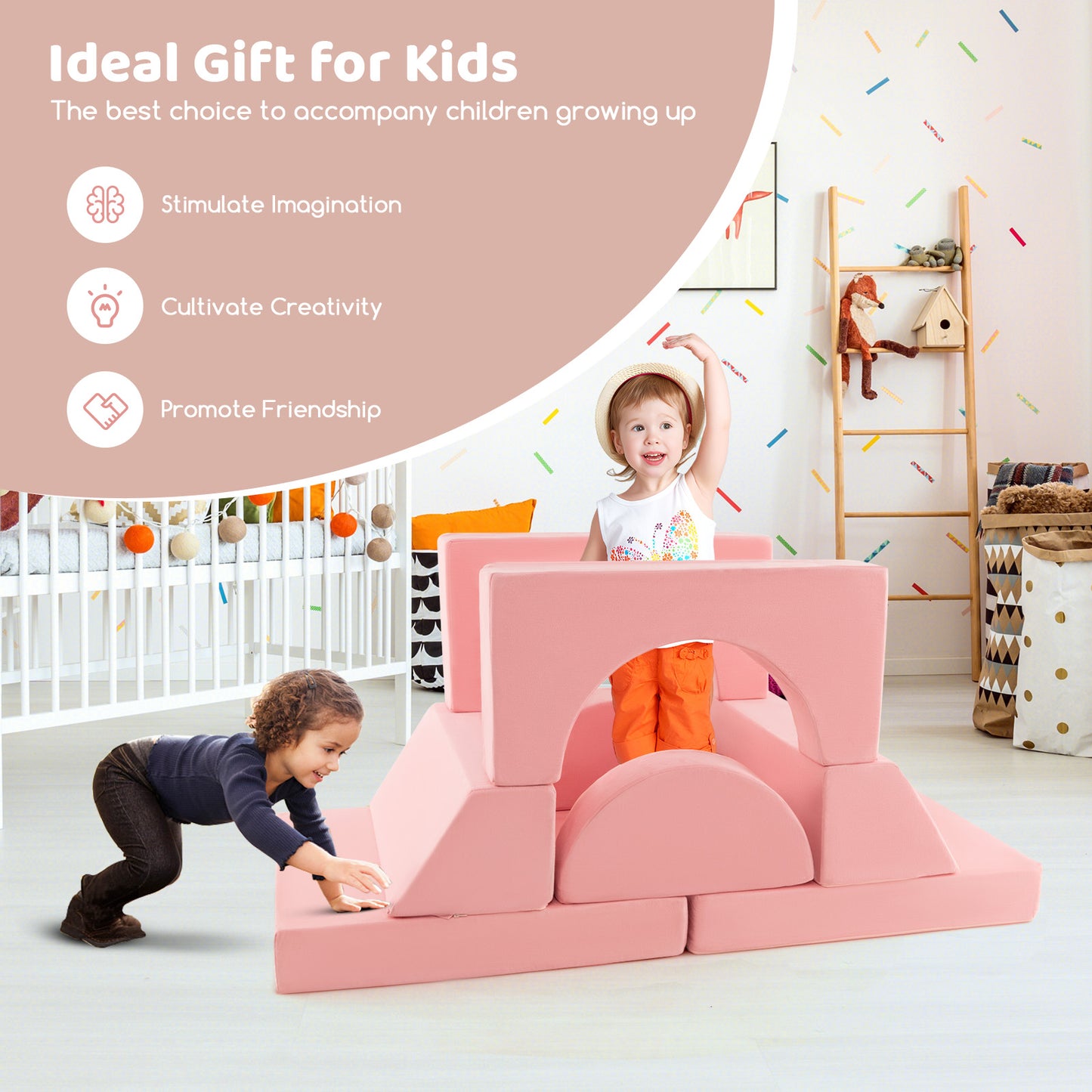 Kids Modular Play Sofa 8-Piece Set with Washable Cover