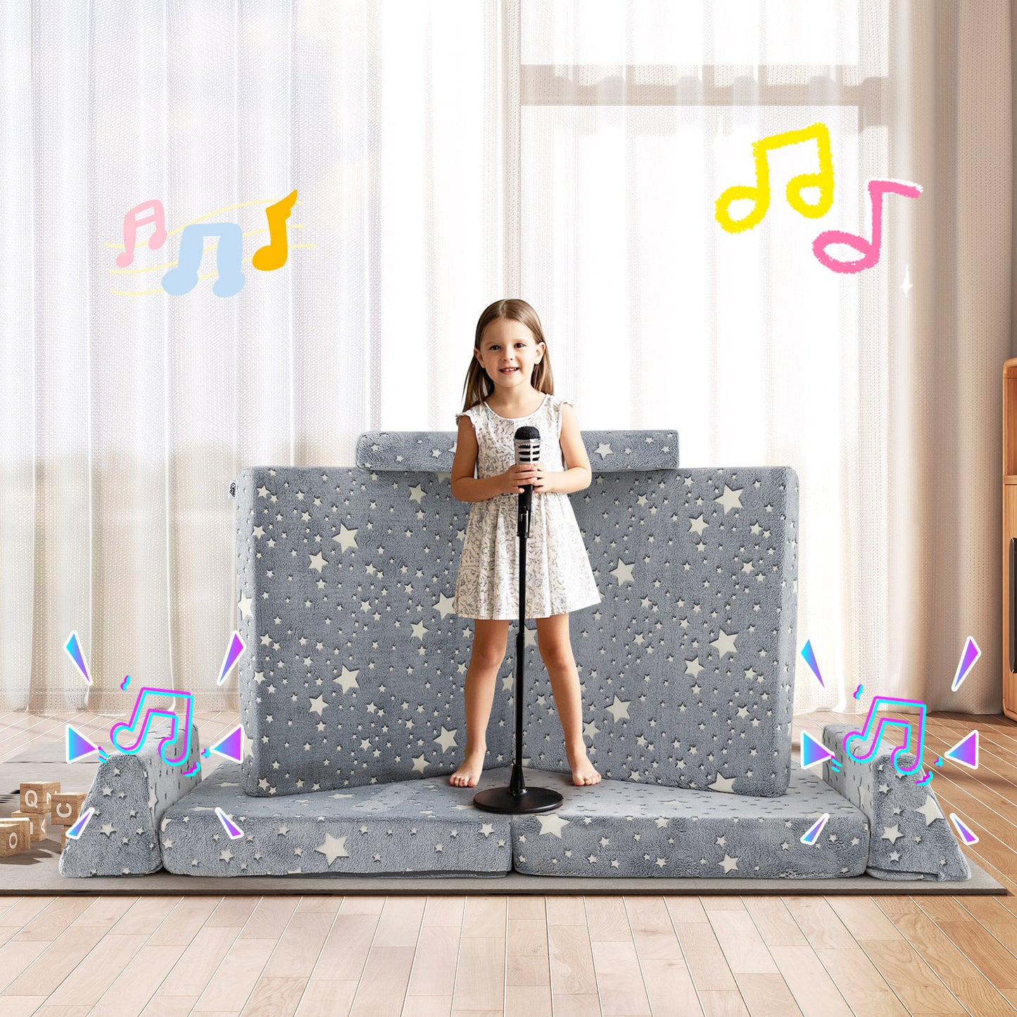 Modular Kids Play Couch 8-Piece Glow-in-the-Dark Sectional