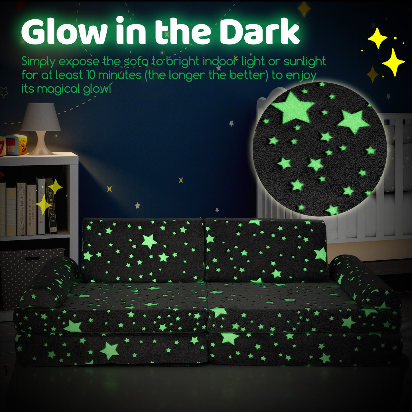Modular Kids Play Couch 8-Piece Glow-in-the-Dark Sectional