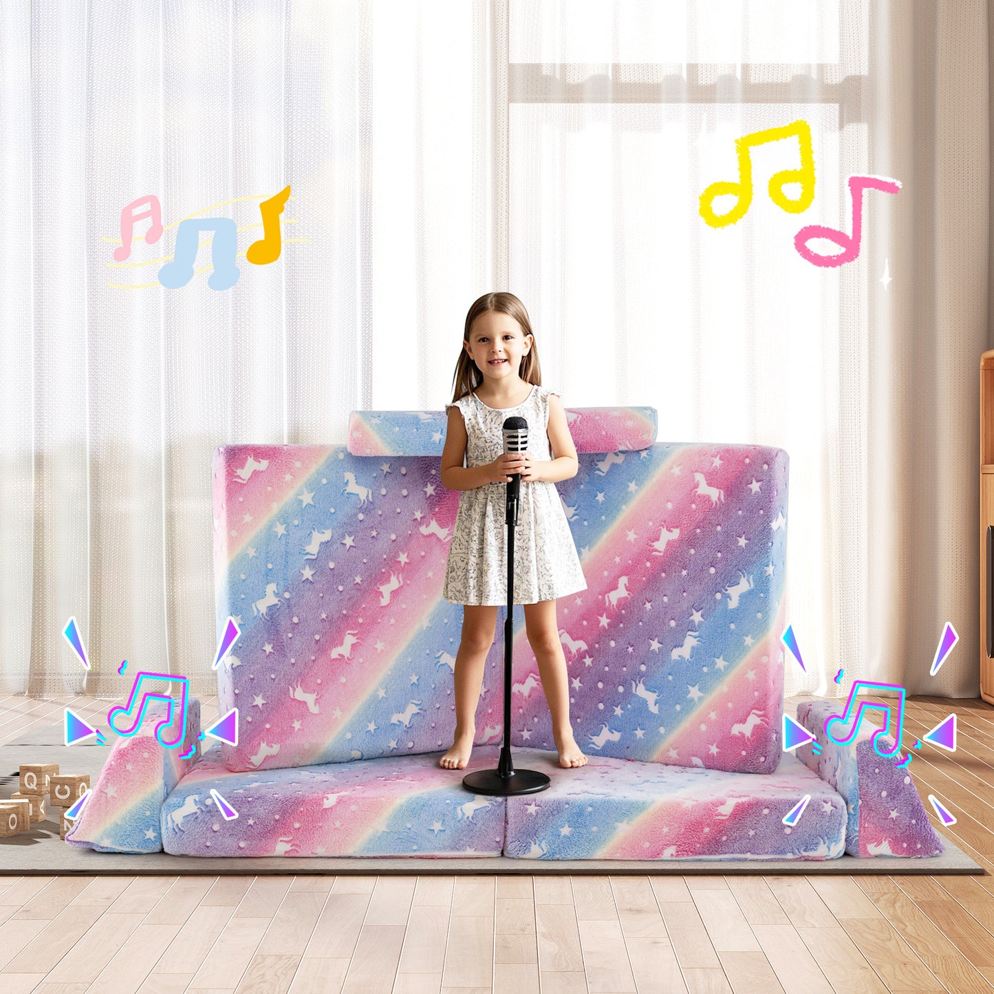 Modular Kids Play Couch 8-Piece Glow-in-the-Dark Sectional