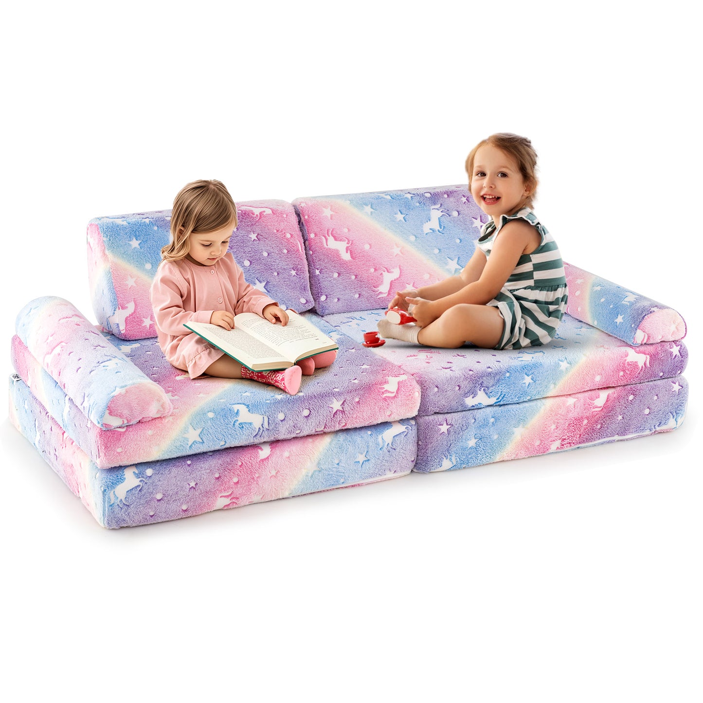 Modular Kids Play Couch 8-Piece Glow-in-the-Dark Sectional