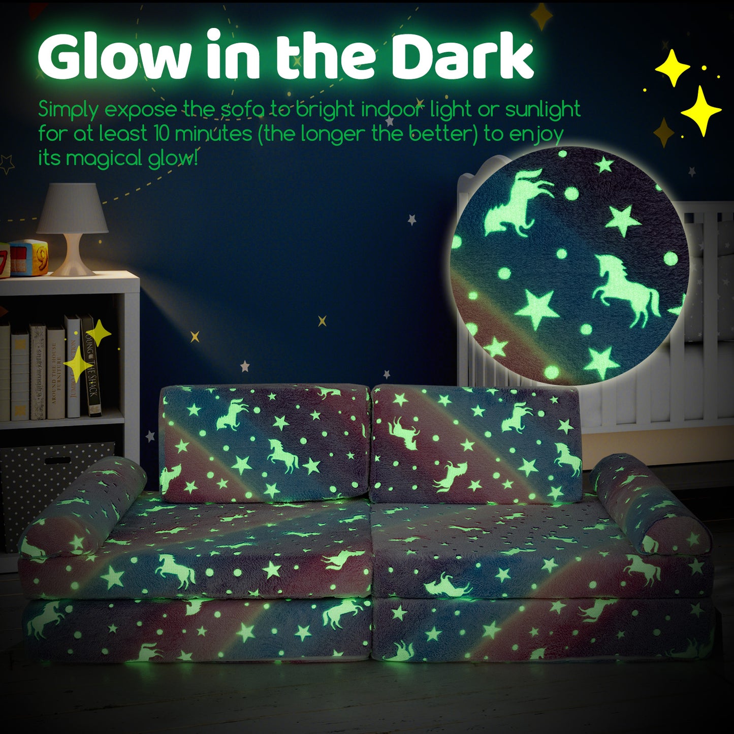 Modular Kids Play Couch 8-Piece Glow-in-the-Dark Sectional
