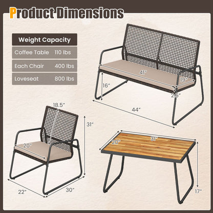 8-Piece Patio Conversation Set with Acacia Wood Coffee Table