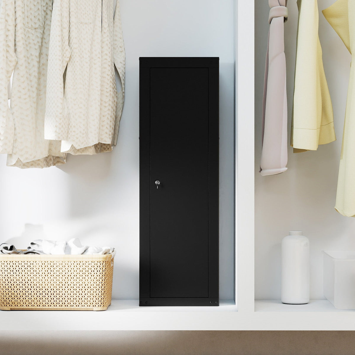 8 Rifle Safe Large Gun Cabinet with Storage Shelf-Black