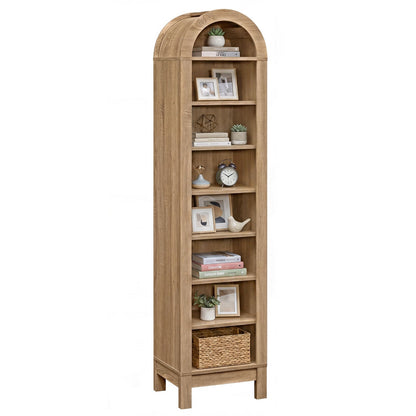 8-Tier Modern Arch Bookshelf with 3 Adjustable Shelves