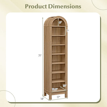 8-Tier Modern Arch Bookshelf with 3 Adjustable Shelves