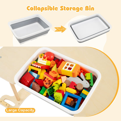 8 in 1 Climbing Arch Sensory Table for Kids with Collapsible Storage Bin for 3+ Years Old-Natural