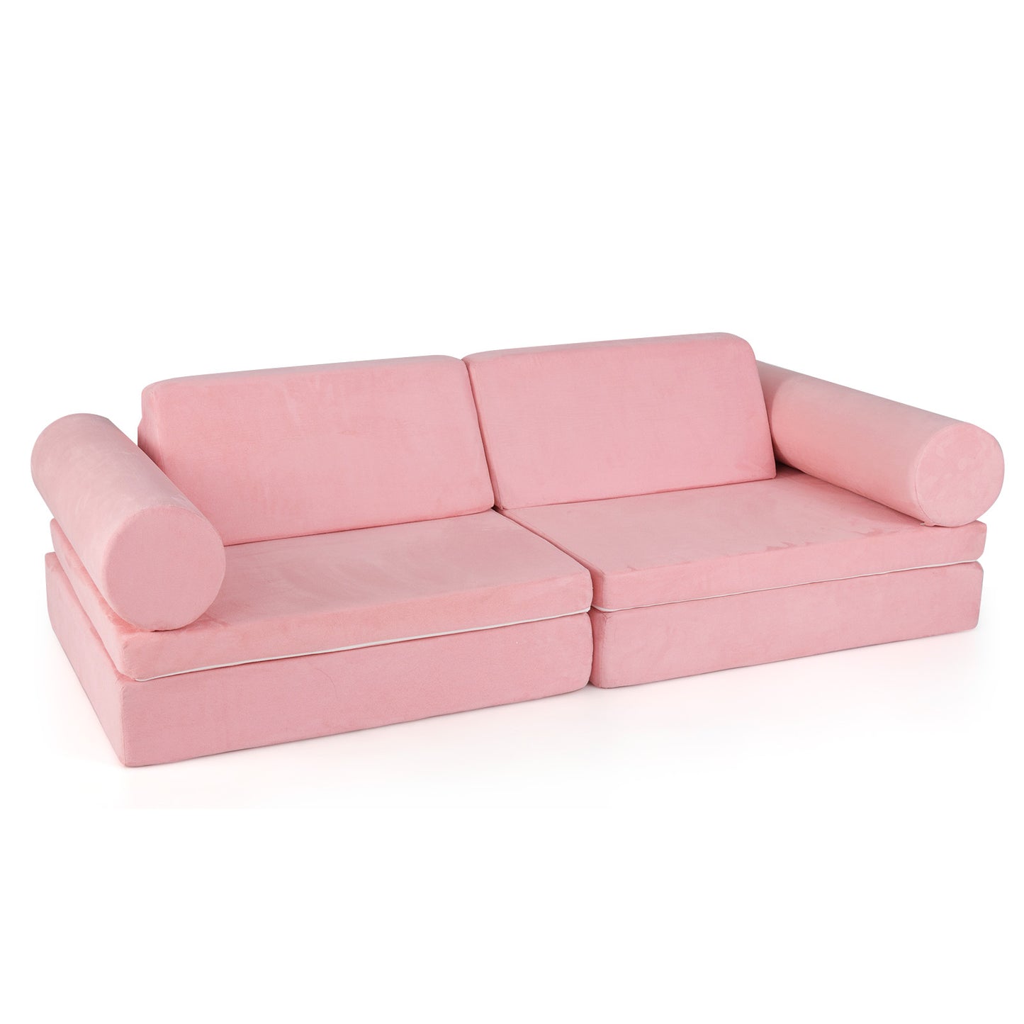 Kids Play Couch 8-Piece Modular Foam Building Set Pink