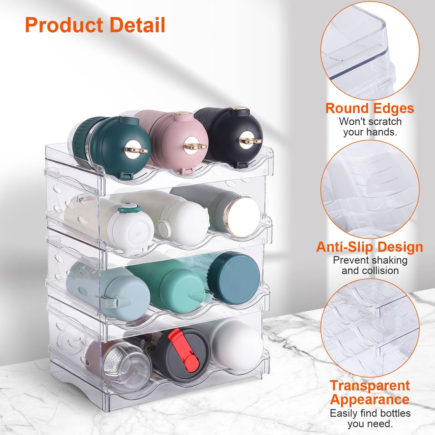 4-Tier Stackable Bottle Organizer for 12 Bottles