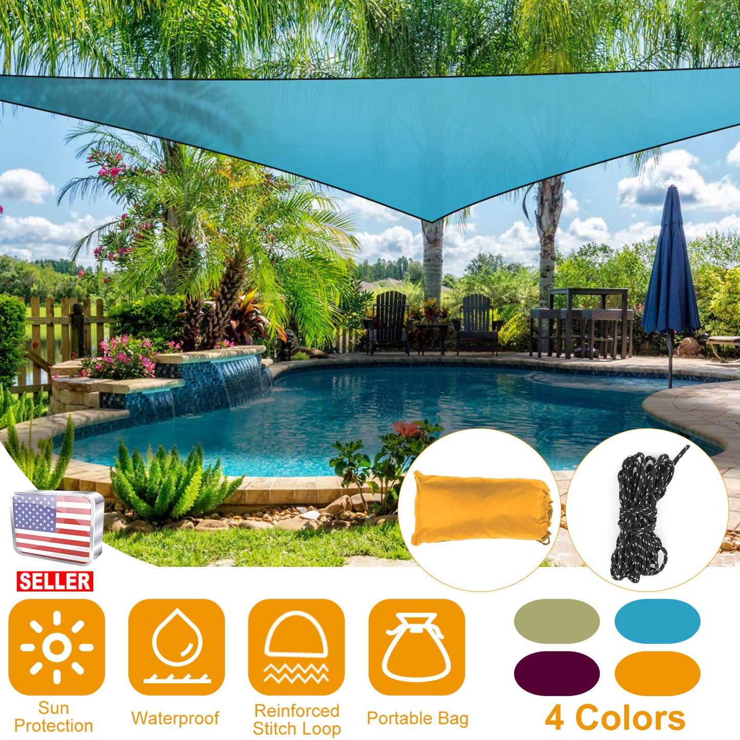 Triangle Shade Sail Canopy - Waterproof Outdoor Sun Shelter
