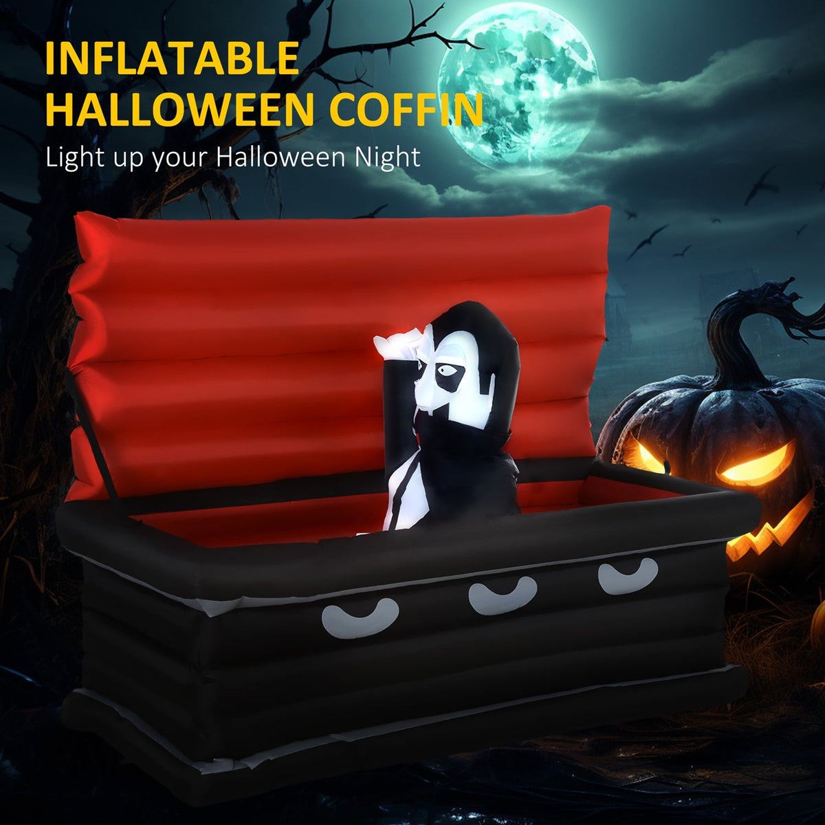 6 FT Halloween Inflatable Vampire in Coffin with LED Lights