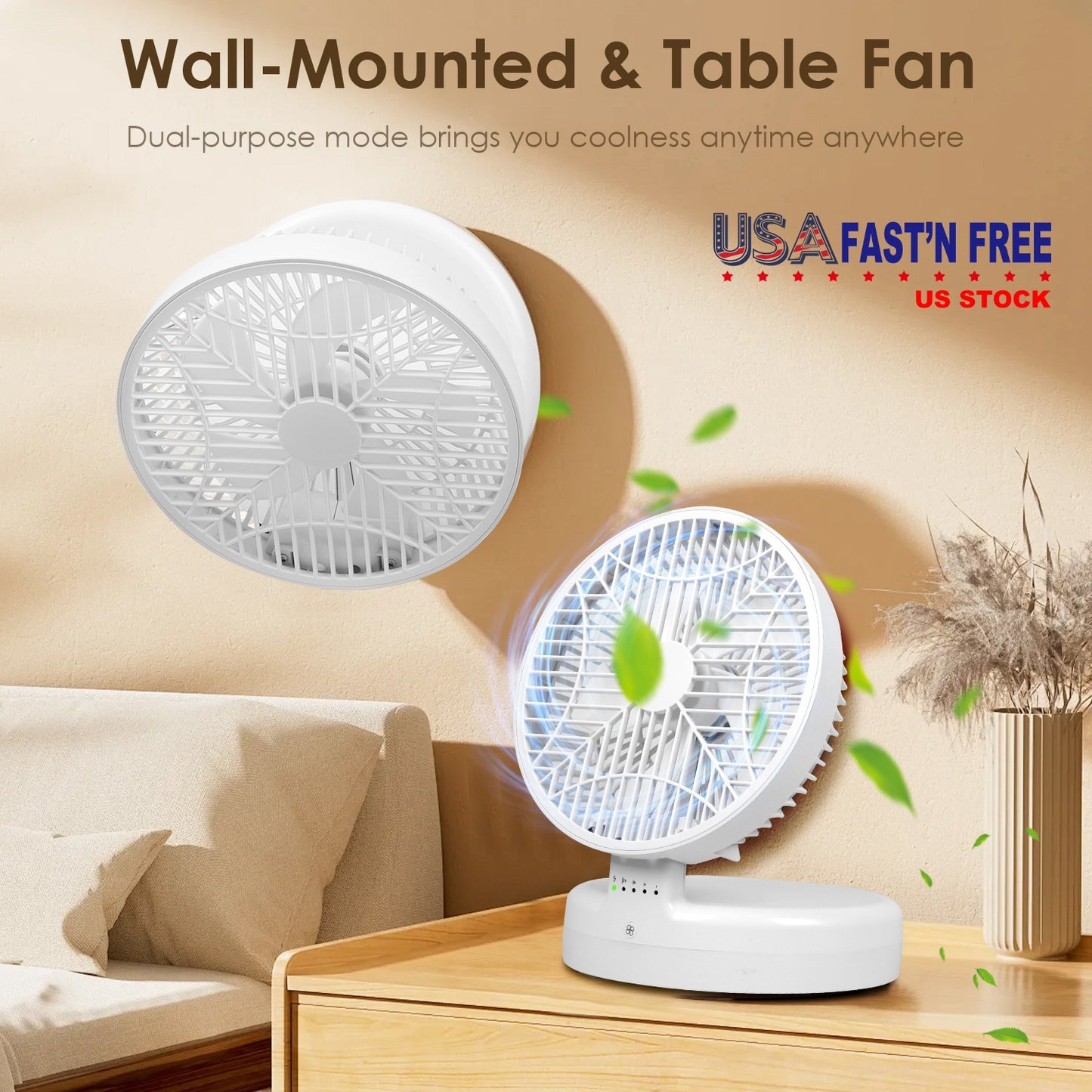 Foldable Desk Fan with 4 Speeds & 90° Adjustable Head