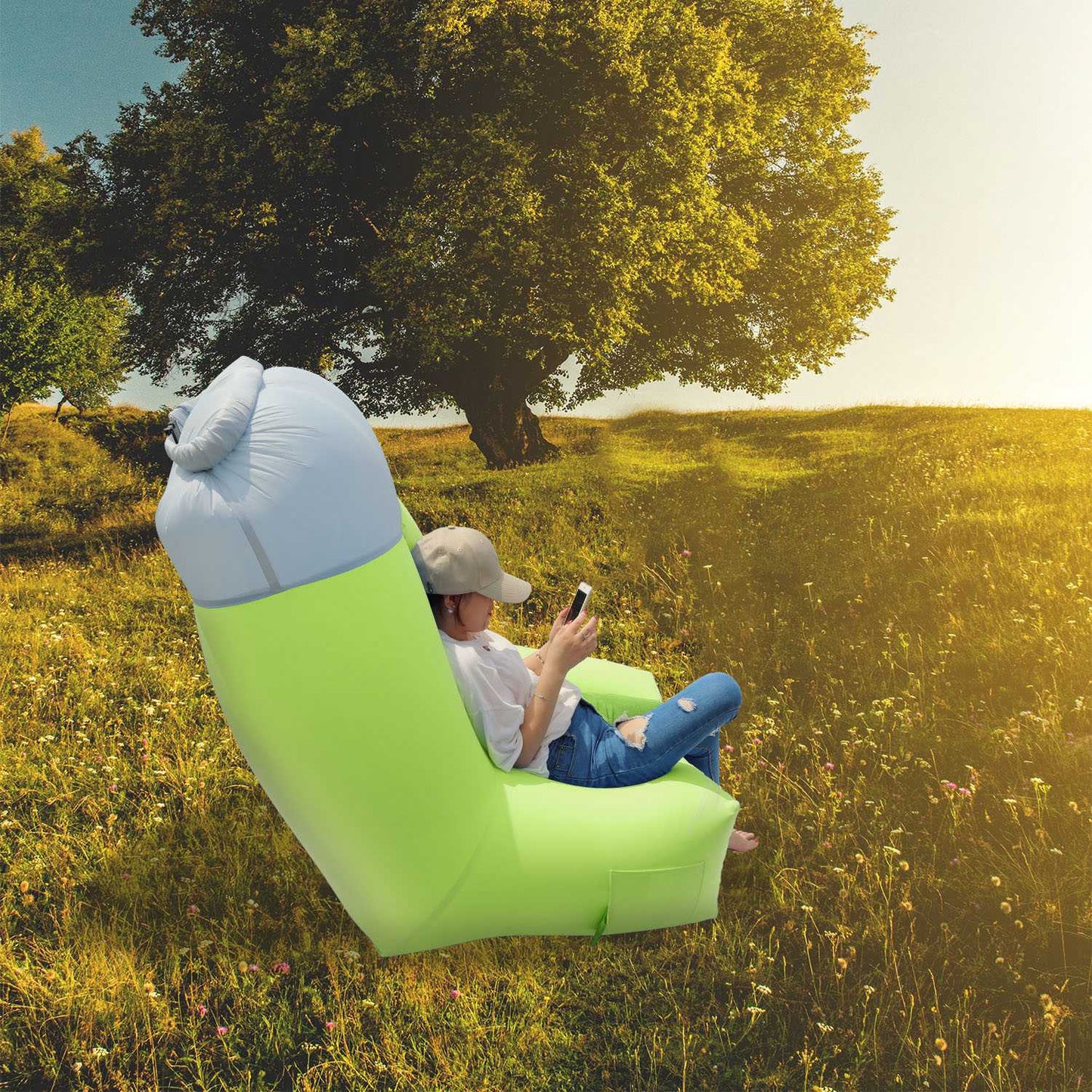 Inflatable Lounger Air Sofa with Carry Bag - Waterproof