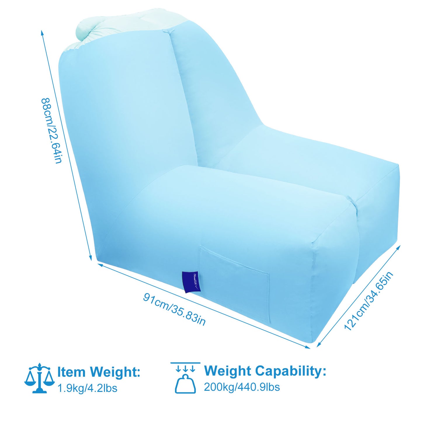 Inflatable Lounger Air Sofa with Carry Bag - Waterproof
