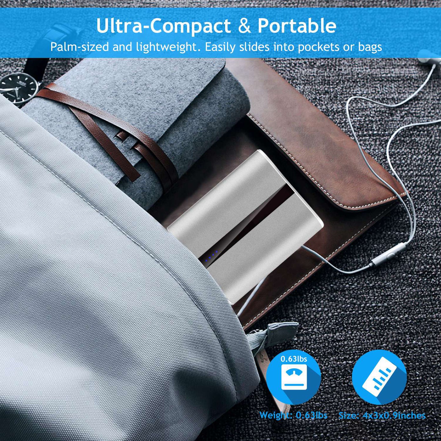 12000mAh Portable Charger with Dual USB Ports Fast Charging