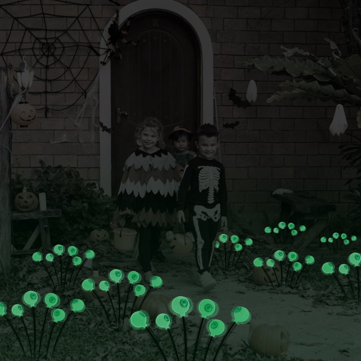 Solar Scary Eyeballs Halloween Path Lights - 12 LED Swaying