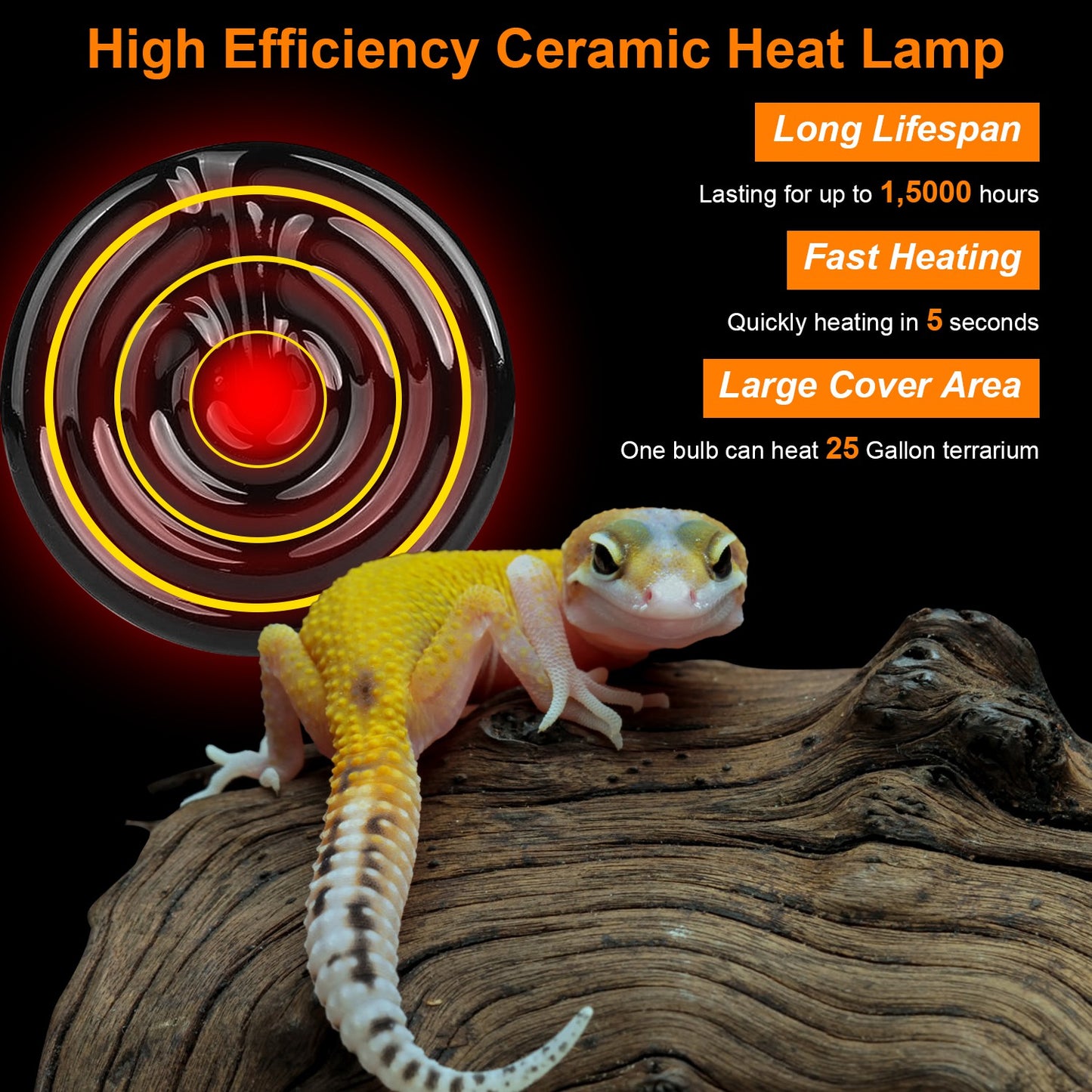 Ceramic Heat Lamp 150W Infrared Reptile Heater - 2 Pack
