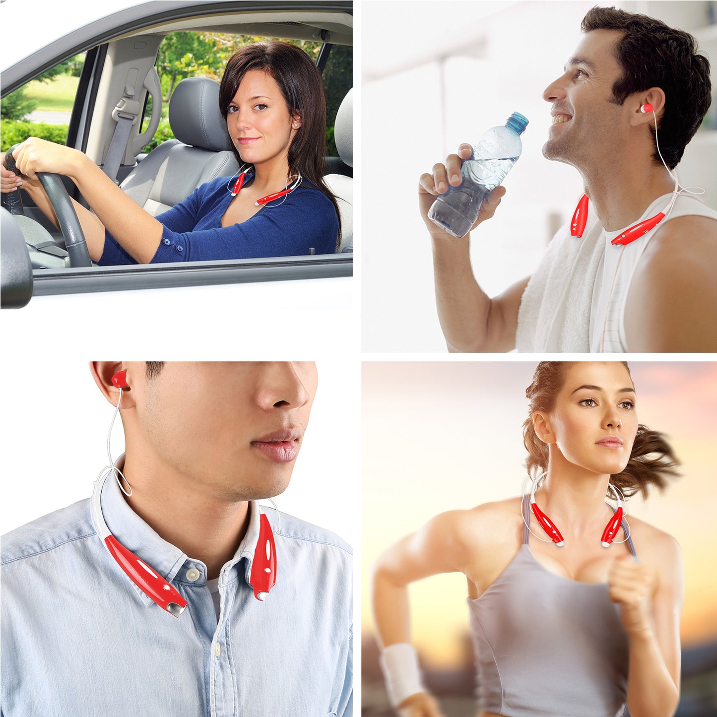 Wireless Sports Neckband Headphones with Magnetic Earbuds