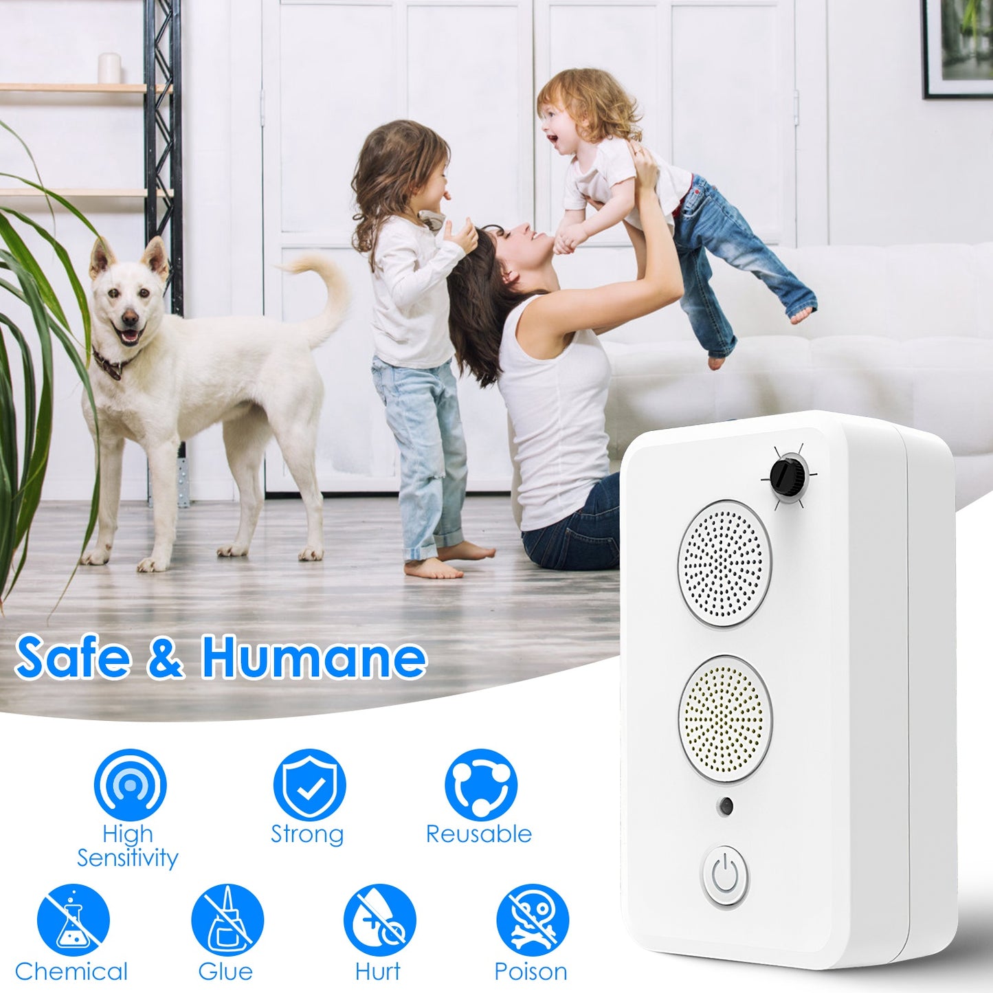 Ultrasonic Bat Repellent 2-Pack Rechargeable Indoor Outdoor