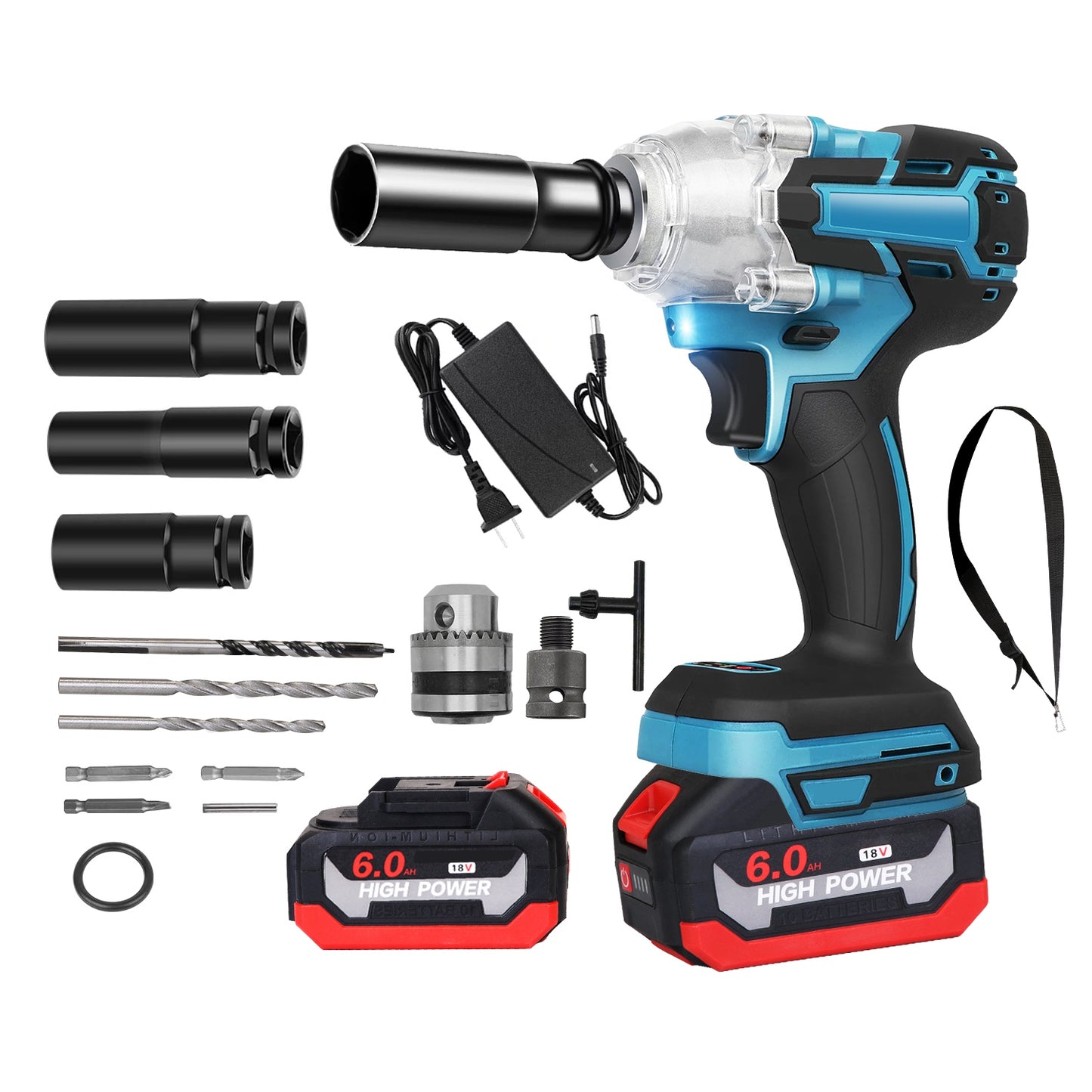 Cordless Impact Wrench 3-in-1 with Brushless Motor & 2 Batteries