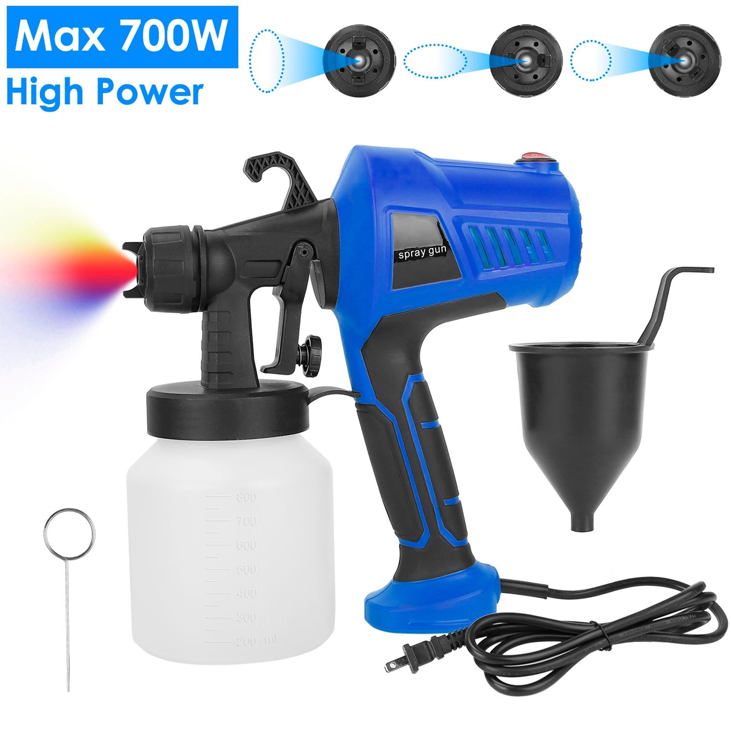 Electric Paint Sprayer 700W HVLP Spray Gun with 800ml Cup