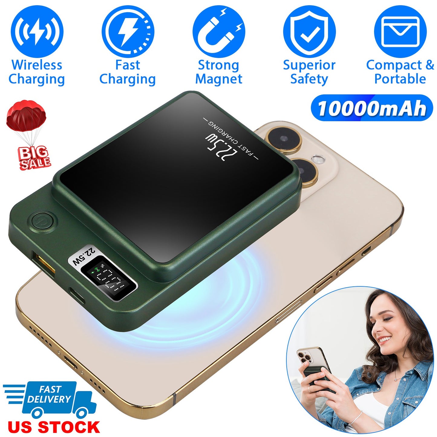 Magnetic Wireless Power Bank 10000mAh with PD20W Fast Charging