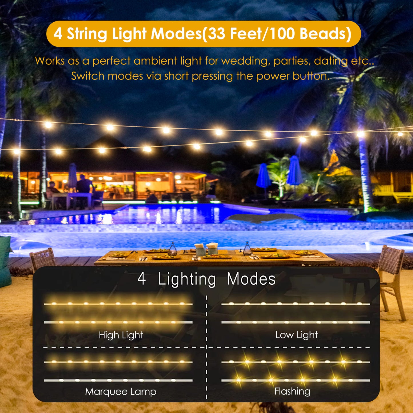 Rechargeable Camping Lantern with 33ft String Light & Power Bank