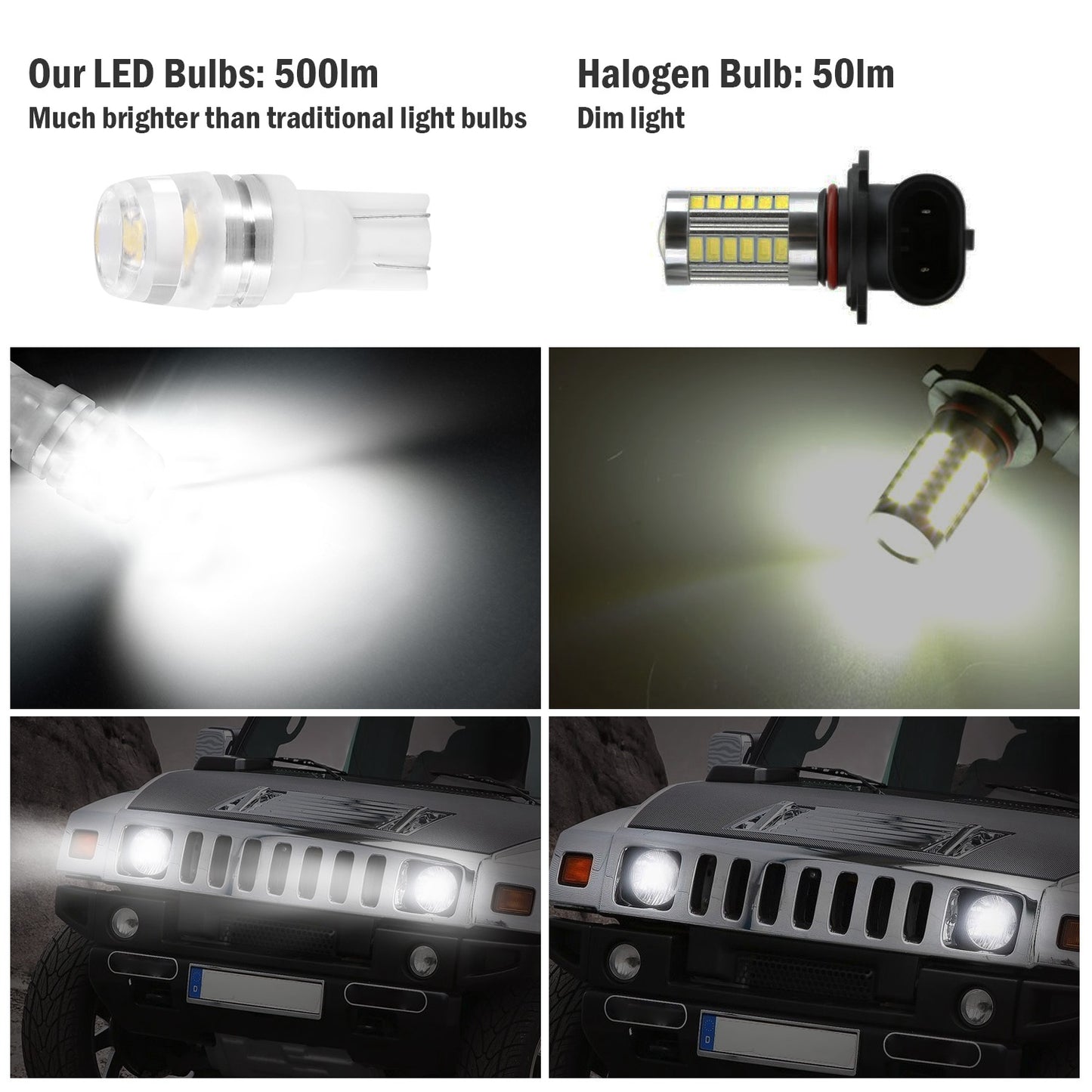 T10 LED Car Light Bulbs 20-Pack 6500K White 500lm Interior