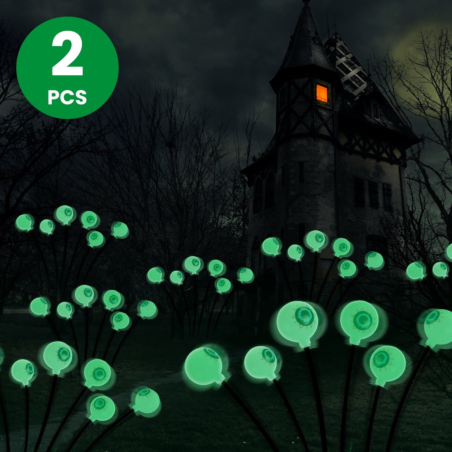 Solar Scary Eyeballs Halloween Path Lights - 12 LED Swaying