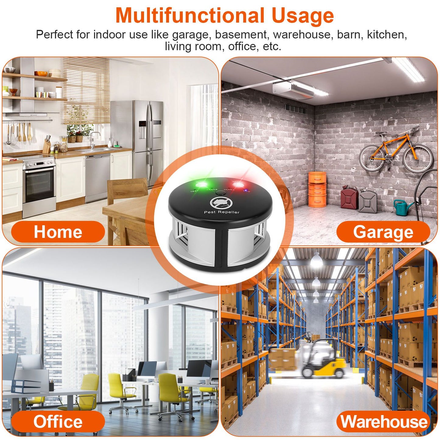 Ultrasonic Pest Repeller with 4 Modes for Indoor Use