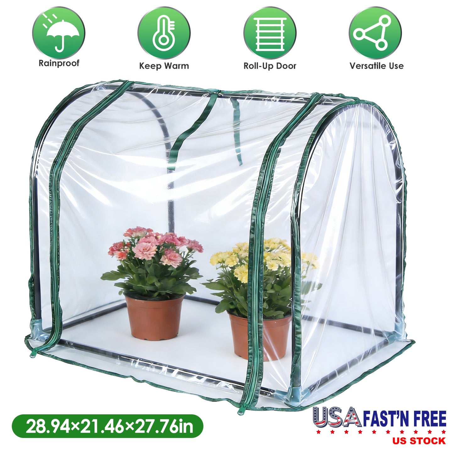 Tabletop Mini Greenhouse 29" x 21" x 28" with PVC Cover