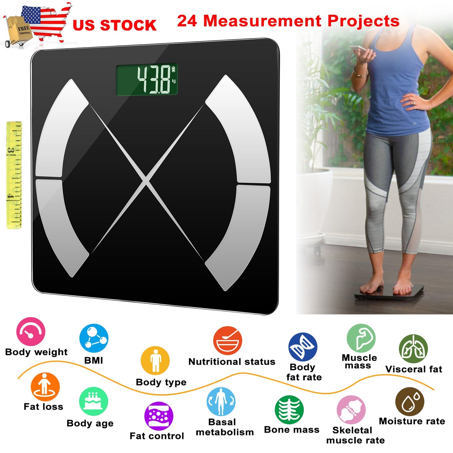 Smart Body Composition Scale with App & 24 Health Metrics
