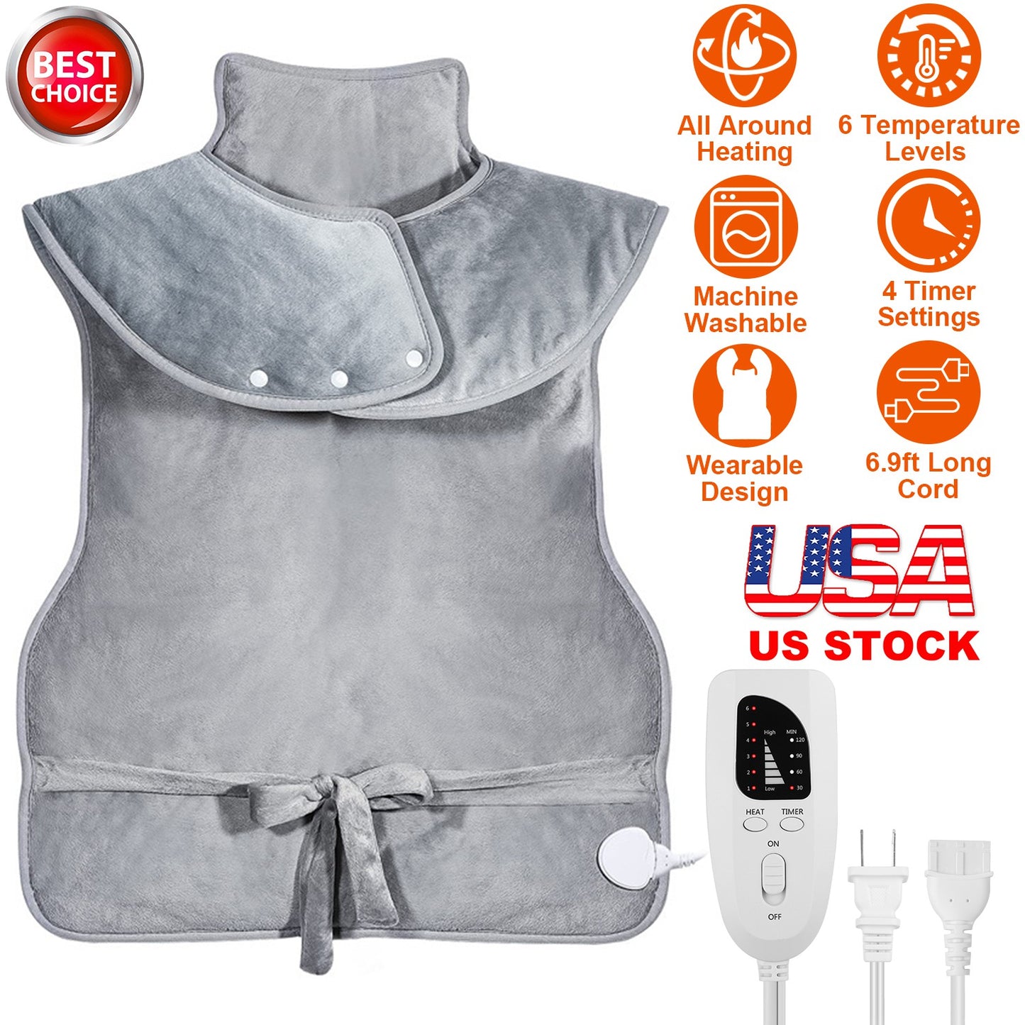 Electric Heating Wrap for Neck, Shoulder & Back Pain Relief