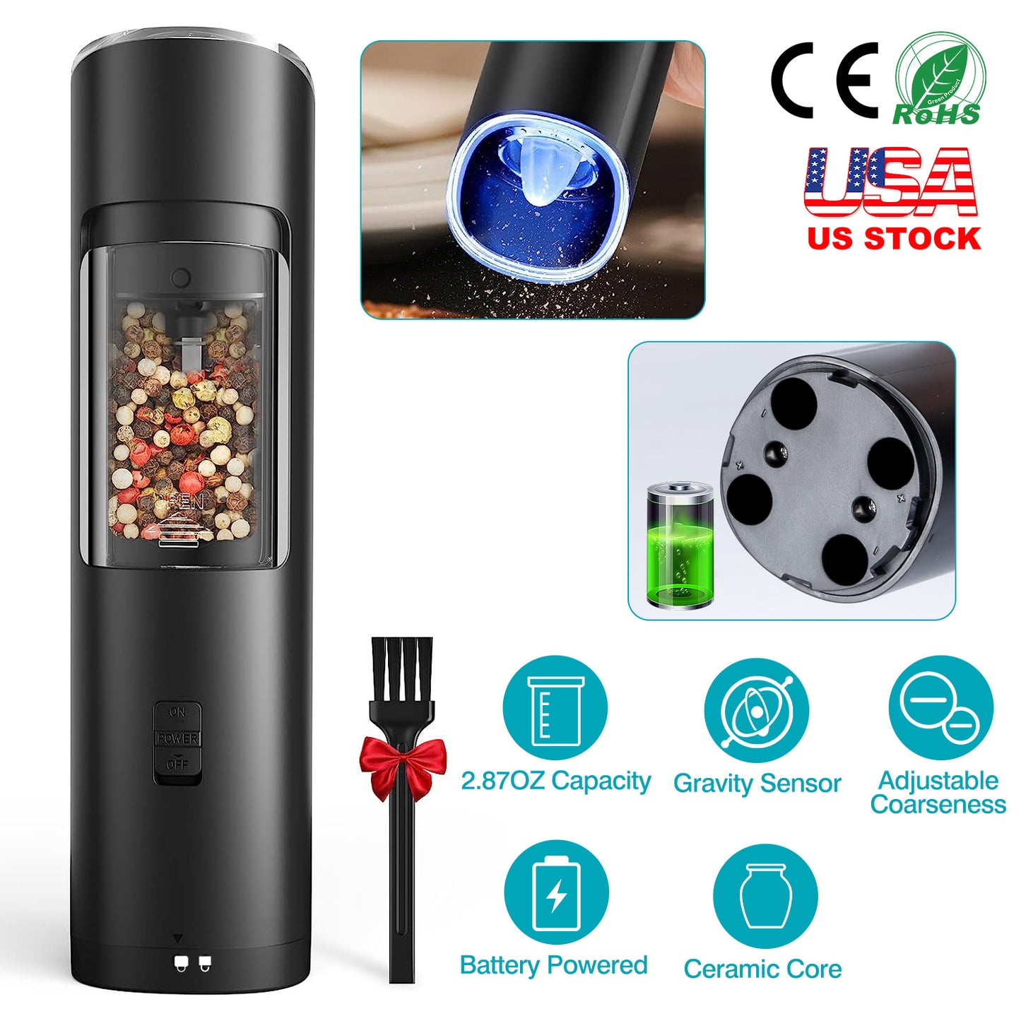 Electric Salt and Pepper Grinder with Gravity Sensor