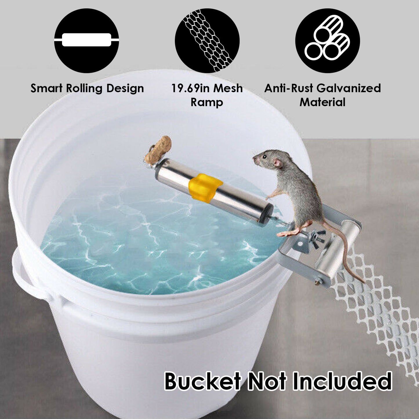 Rolling Mouse Trap with 19.69" Ramp for Multiple Rodents