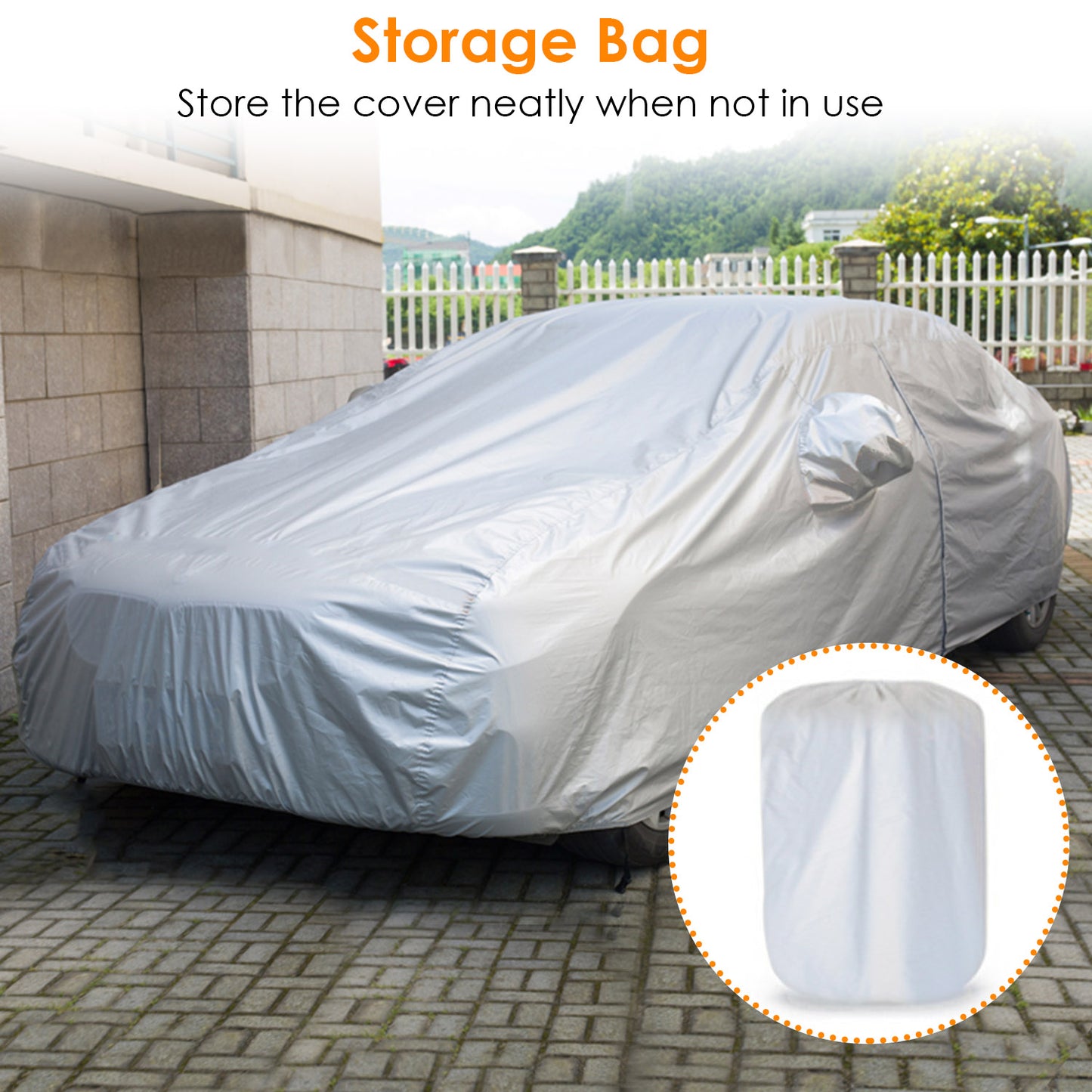 Full Car Cover 189x69x47in All Weather UV Protection for Sedans