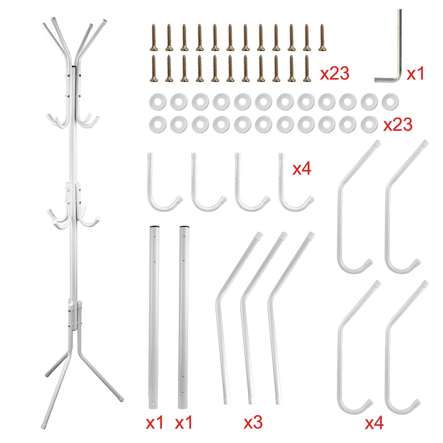 Standing Coat Rack with 8 Hooks - 3 Tier Metal Organizer