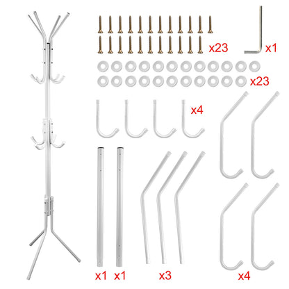 Standing Coat Rack with 8 Hooks - 3 Tier Metal Organizer