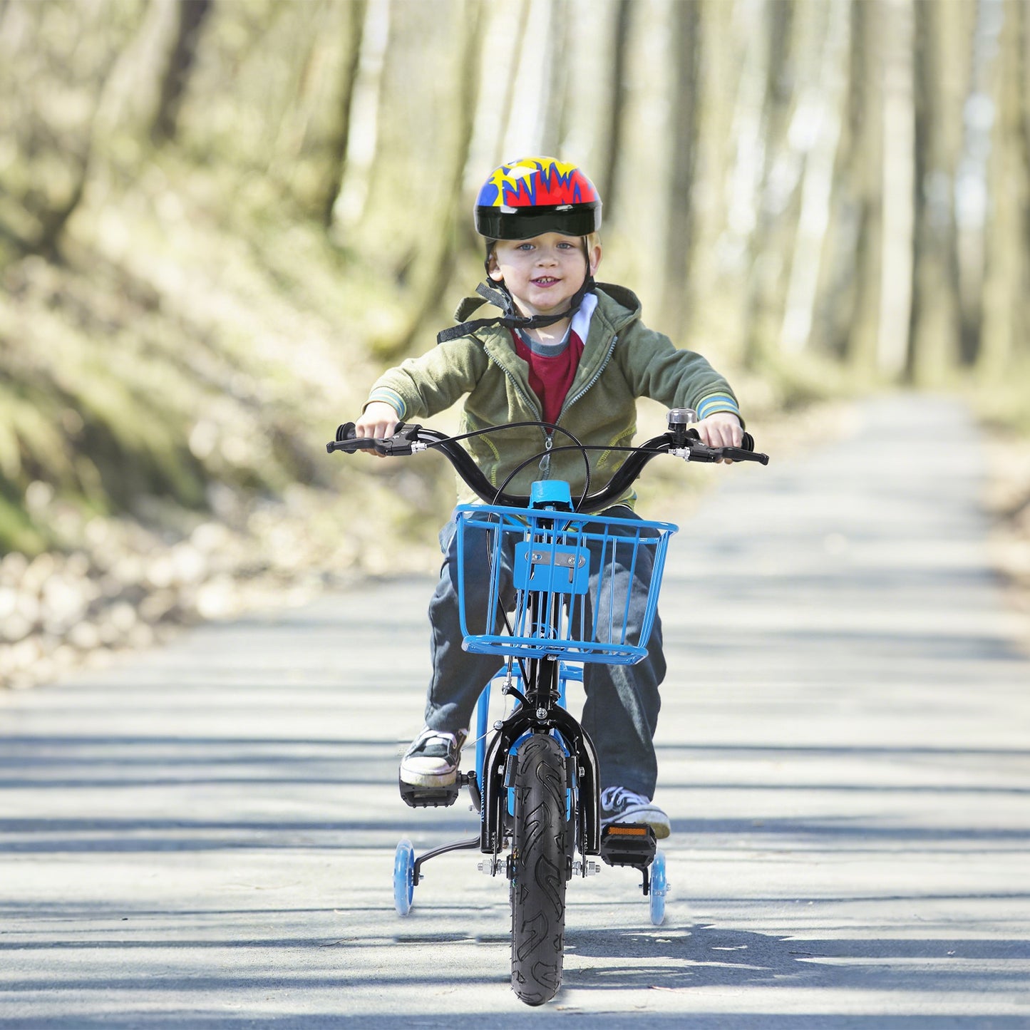 Kids' Bike with Training Wheels, Helmet & Basket Ages 2-4