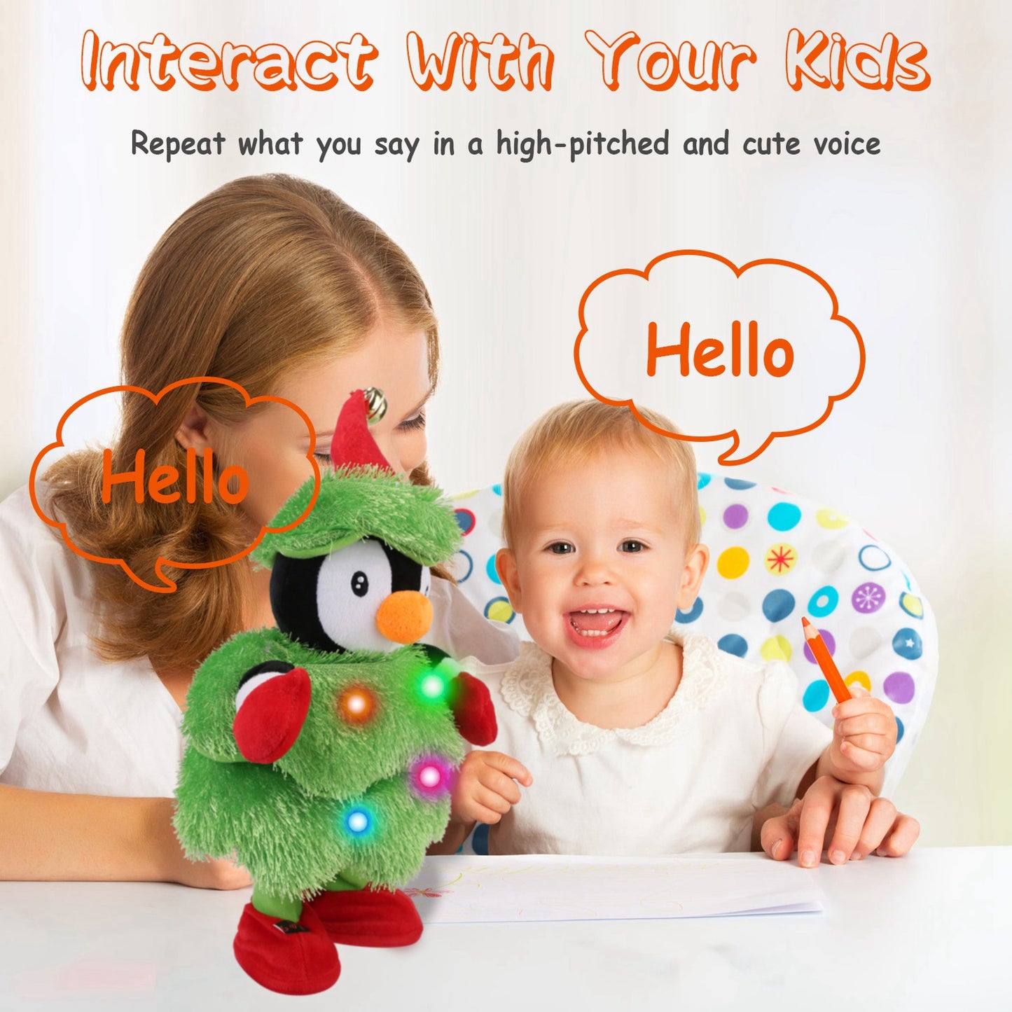 Dancing Singing Plush Toy with Mimicking & Light-Up Features