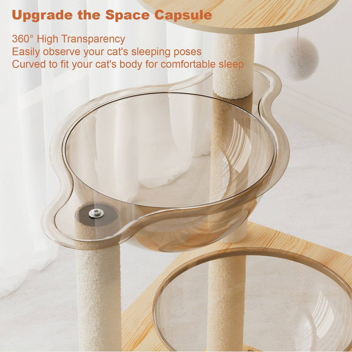 Cat Tree Tower 59" with Dual Acrylic Capsules & Scratching Posts